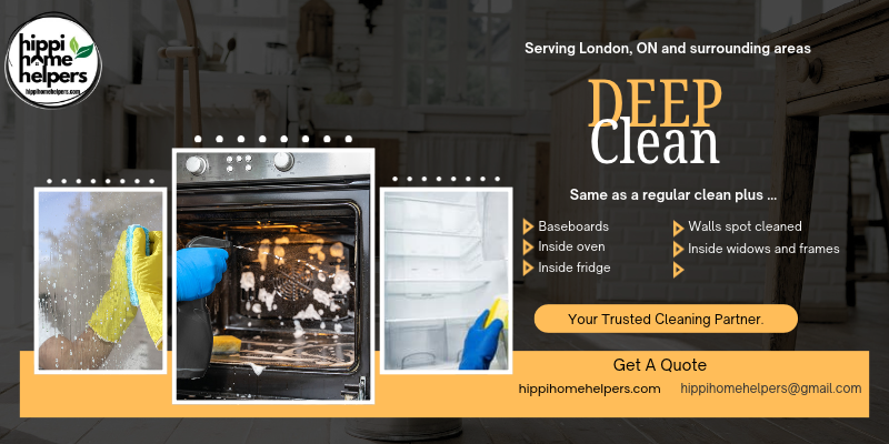 deep cleaning in London Ontario | Hippi Home Helpers